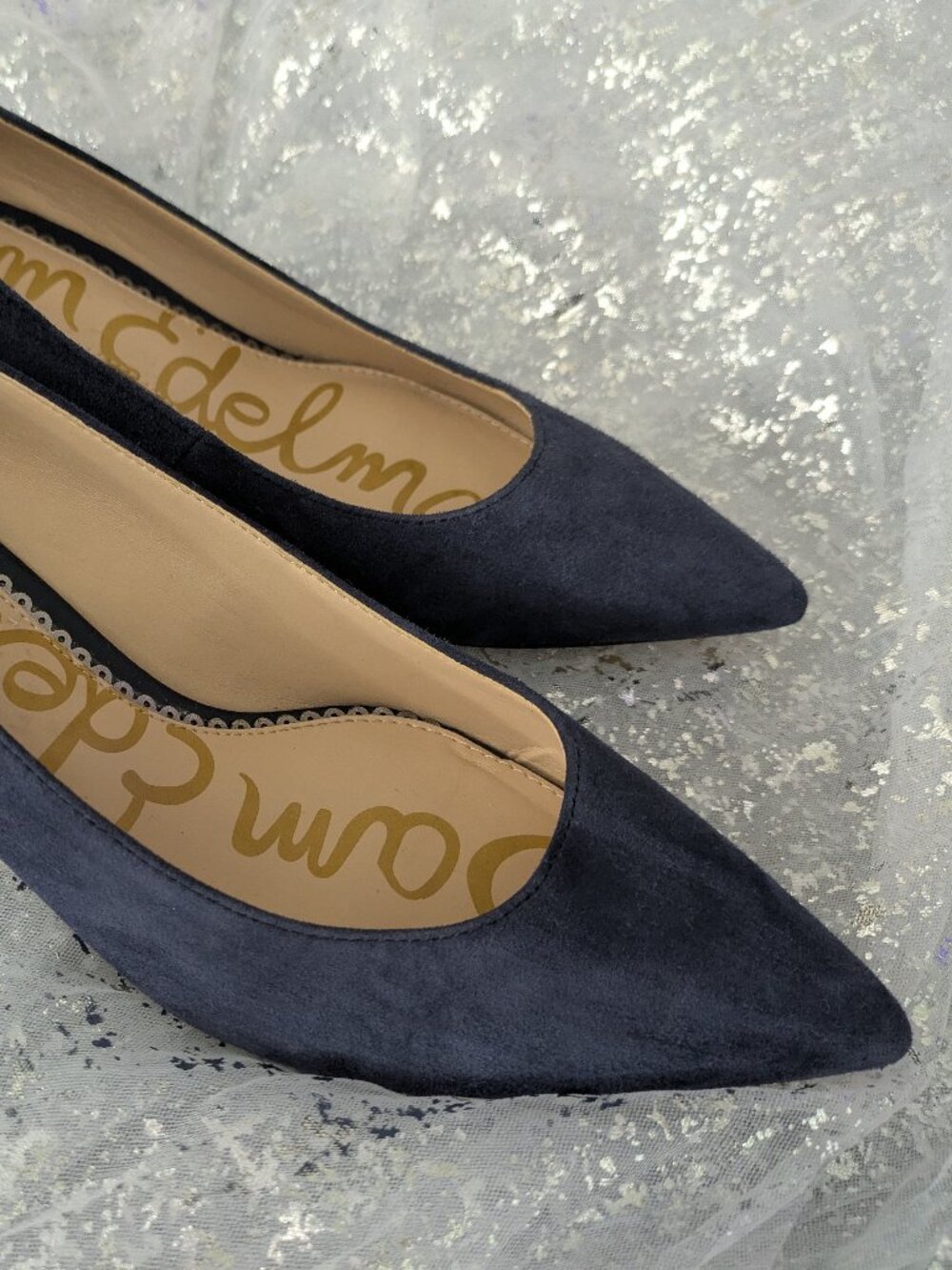 Sam Edelman Navy Suede Kitten Heels Size 6 M